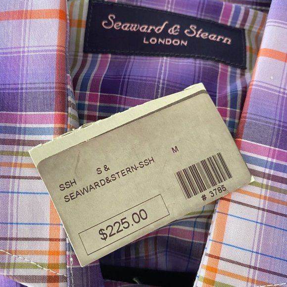 Seaward & Stearn button dress shirt sz M‎ medium mens purple plaid $225 - Picture 10 of 10